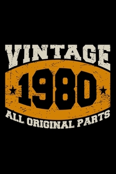 Paperback Vintage 1980 All Original Parts: Dot Grid Journal, Diary, Notebook, 6x9 inches with 120 Pages. Book