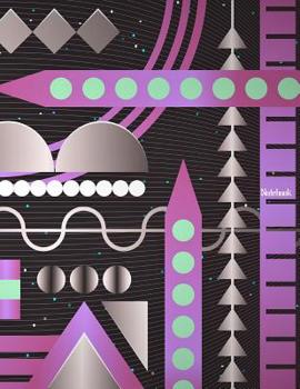 Paperback Notebook: Purple and black modern design on a large wide ruled notebook for schoolwork Book