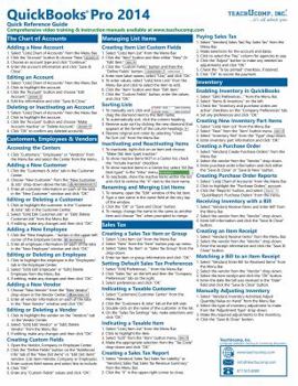 Pamphlet QuickBooks Pro 2014 Quick Reference Training Card - Laminated Guide Cheat Sheet (Instructions and Tips) Book
