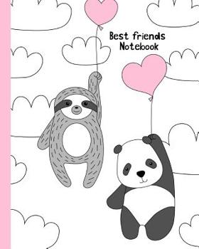 Paperback Best Friends Notebook: Flying Baby Panda and Baby Sloth. Wide Ruled Lined Notebook Book