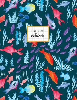 Graph Paper Notebook: Teal Blue Pink Watercolor Fish Ocean Journal, School Notebook, with Graph Grid Paper, Letter Size, Classic, 110 Pages