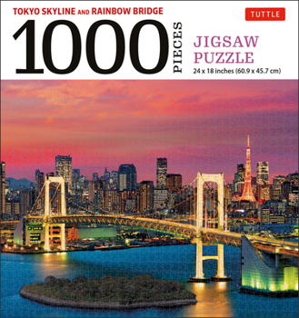 Tokyo, Japan Rainbow Bridge Jigsaw Puzzle - 1,000 pieces: Rainbow Bridge with Tokyo Skyline & Tokyo Tower (Finished size 24 in X 18 in)