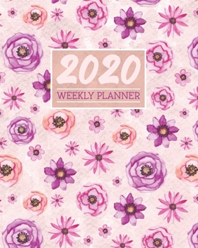 2020 Weekly Planner: Daily & Weekly 8x10 Organizer with Calendar Views and Inspirational Quotes | 2-Page Weekly Spreads | Watercolor Floral Theme - Orange & Purple