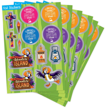 Paperback Vacation Bible School (Vbs) 2021 Discovery on Adventure Island Foil Stickers (Pkg of 6): Quest for God's Great Light Book