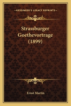 Paperback Strassburger Goethevortrage (1899) [German] Book