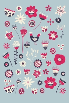 Notes: A Blank Dot Grid Notebook with Blue Folk Flowers Cover Art