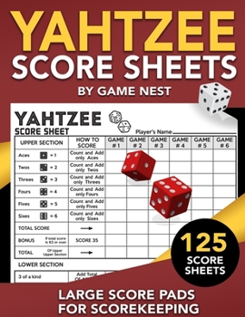 Paperback Yahtzee Score Sheets: 125 Large Score Pads for Scorekeeping 8.5" x 11" Yahtzee Score Cards Book