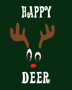 Paperback Happy Deer: Blank 8" x 10" 200 Pages Thick Unruled Sketchbook DIY Journal Book