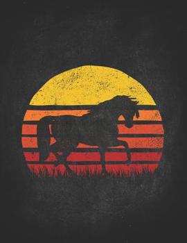 Horse Gifts for Girls: Vindage Horse On The Sunset Silhouette Wide Rule College Notebook 8.5x11 Gift for horseback riding girl boy on rodeo farm