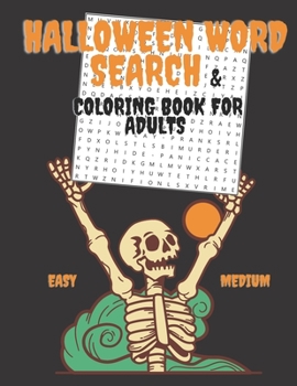 Paperback Halloween Word Search & Coloring Book for Adults: Easy and Meedium Level.Brain Game Large Print. Book