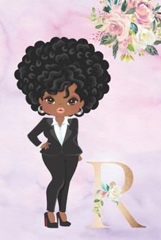 R: Monogram Initial R Lined Notebook and Journal for Women and Girls | African American Woman Cover