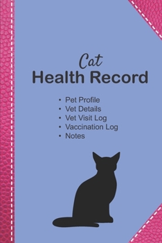 Paperback Cat health record: Cat vaccine record book - Pet health record - Puppy vaccine record - 101 pages, 6"x9" - Paperback - purple background Book