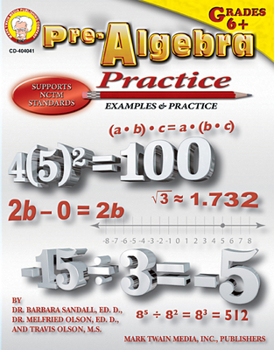 Paperback Pre-Algebra Practice Book, Grades 6 - 12 Book