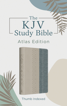 Leather Bound The KJV Study Bible: Atlas Edition, Thumb Indexed [Taupe & Denim Crosshatch] Book