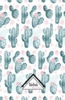 Paperback Notebook Journal Bullet Dotted Grid, Graph line: Light pink Nature Green Cactus Watercolor Pattern: Journal to write in, Small Pocket Notebook Journal Book