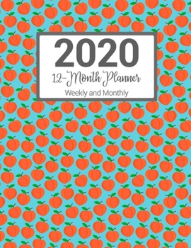 2020 12-Month Planner Weekly & Monthly: Peach Pattern With Daily Goals and Meal Planner Large