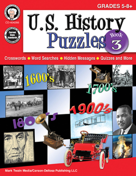Paperback U.S. History Puzzles, Book 3, Grades 5 - 8 Book