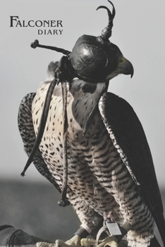 Falconer Diary: Goshawk with hood. Format A5, 120 pages, fine light grey lined. Daily entries, notes and journal for the falconer, Ornithologist, nature and bird friends.