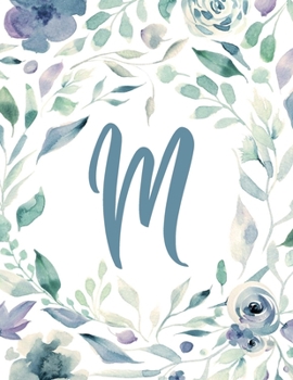 M: Light Purple Floral 8.5”x11” Lined Notebook (Light Purple Floral Alphabet Series - Letter M)