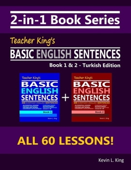 Paperback 2-in-1 Book Series: Teacher King's Basic English Sentences Book 1 & 2 - Turkish Edition Book