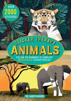 Paperback Sticker Therapy Animals: Follow the Numbers to Complete 12 Meditative Sticker Puzzles Book