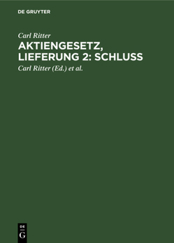 Hardcover Aktiengesetz, Lieferung 2: Schluß [German] Book