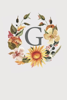 G: Pink Monogram Sketchbook | 110 Sketchbook Pages (6 x 9) | Sunflower Watercolor Monogram Sketch Notebook | Personalized Initial Letter Journal | Monogramed Sketchbook
