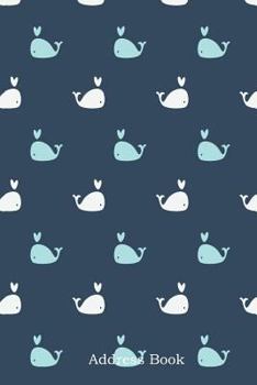 Paperback Address Book: Alphabetical Index with Whales Seamless Pattern on Blue Cover Book