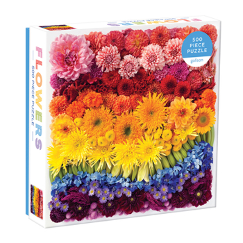 Galison Rainbow Flowers Puzzle, 500 Pieces, 20”x20” – Features an Array of Flowers and Petals in a Mesmerizing Rainbow of Color – Challenging, Perfect for Family Fun