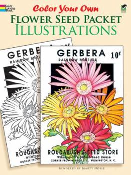 Paperback Color Your Own Flower Seed Packet Illustrations Book