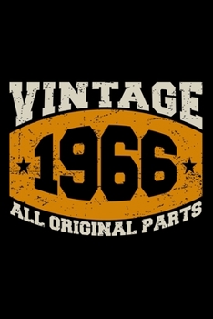 Paperback Vintage 1966 All Original Parts: Dot Grid Journal, Diary, Notebook, 6x9 inches with 120 Pages. Book