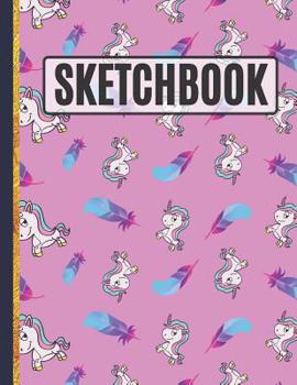 Paperback Sketchbook: Cute Cartoon Unicorns and Feathers Sketchbook (Unicorn Gifts for Girls) Book