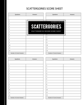 Paperback Black and White Publishing Scattergories Score Card: Scattergories Record Sheet Keeper for Keep Track of Who's Ahead In Your Favorite Creative Thinkin Book