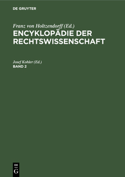 Hardcover Encyklopädie Der Rechtswissenschaft. Band 2 [German] Book