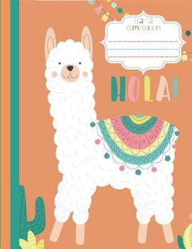 Paperback Llama Composition: Wide Rule - Orange - Llama Composition Notebook - School Composition - 8.5 inches x 11 inches Book