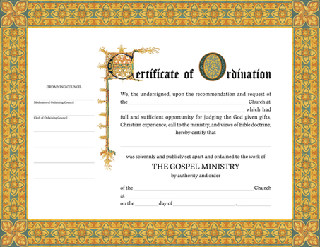 Paperback Certificate of Ordination Book