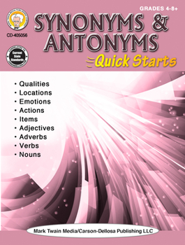 Paperback Synonyms & Antonyms Quick Starts Workbook, Grades 4 - 12 Book