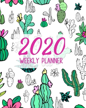 Paperback 2020 Weekly Planner: Cactus Succulent Small Size Easy To Carry Two Page A Week Planner Calendar Book