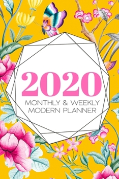 2020 Monthly & Weekly Modern Planner: Bright Yellow Floral Compact Size 6x9