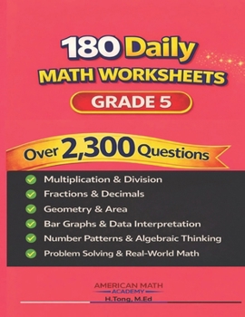 Paperback 180 Daily Math Worksheets: Grade 5 Book