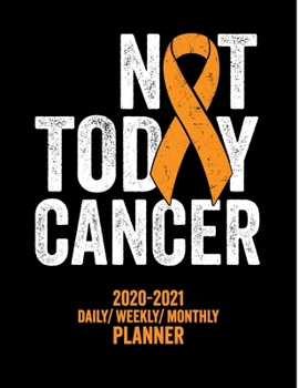 Paperback Not Today Kidney Cancer: 2020 -2021 Daily/ Weekly/ Monthly Planner: 2-Year Personal Planner with Grid Calendar Orange Awareness Ribbon Kidney D Book