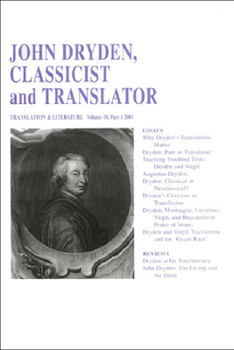 Paperback John Dryden - Classicist and Translator Book