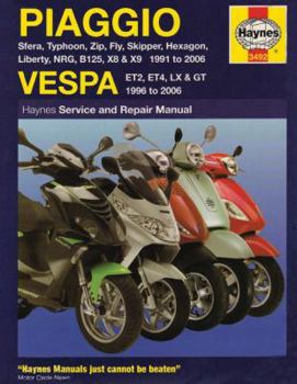 Paperback Piaggio Vespa: Sfera, Typhoon, Zip, Fly, Skipper, Hexagon, Liberty, B125, X8/X9 Scooters for 1991-2009 and Vespa Et2, Et4, LX and GT Book