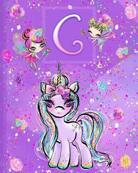 Paperback C: Unicorn Composition Notebook Wide Ruled Monogrammed Initial C Book
