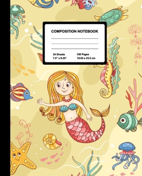 Composition Notebook: Pretty Mermaid | Wide Ruled Paper Journal | Blank Lined Workbook for Teens Kids Students Girls, for Home School & Writing Notes