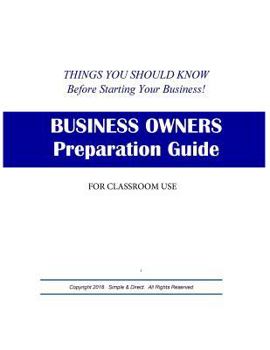 Paperback Business Owners Preparation Guide: Things You Should Know Before Starting Your Business Book