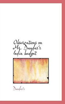 Paperback Observations on Mr. Dundas's India Budget Book