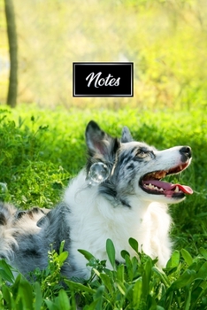 Border Collie Dog Pup Puppy Doggie Notebook Bullet Journal Diary Composition Book Notepad - Lying Happily on Meadow: Cute Animal Pet Owner Composition ... Plain Blank Paper Pages in 6” x 9” Inch
