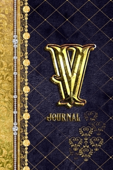 Paperback V Journal: Letter V Initial Monogram Lined Notebook - Elegant Diamond and Gold Print Book