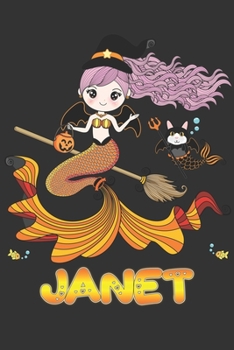 Janet: Janet Halloween Beautiful Mermaid Witch, Create An Emotional Moment For Janet?, Show Janet You Care With This Personal Custom Gift With Janet's Very Own Planner Calendar Notebook Journal